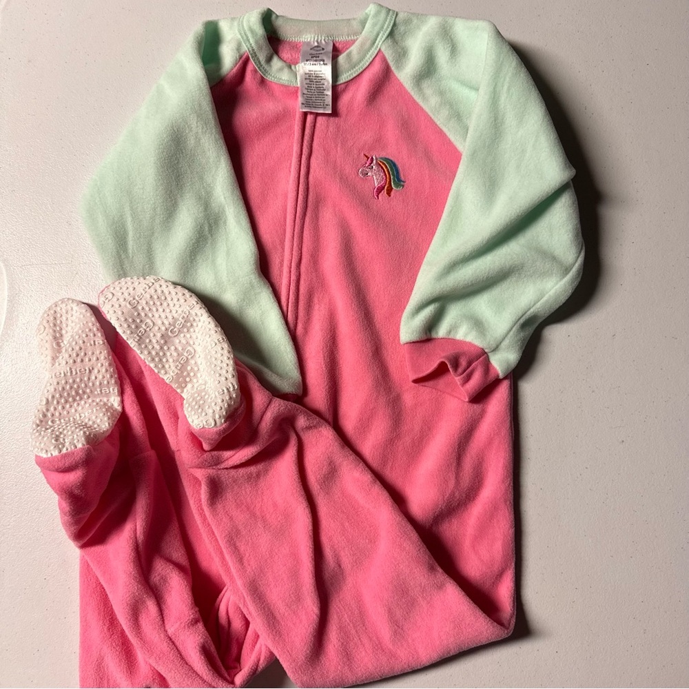 Gerber Pink and Mint Unicorn Footie
